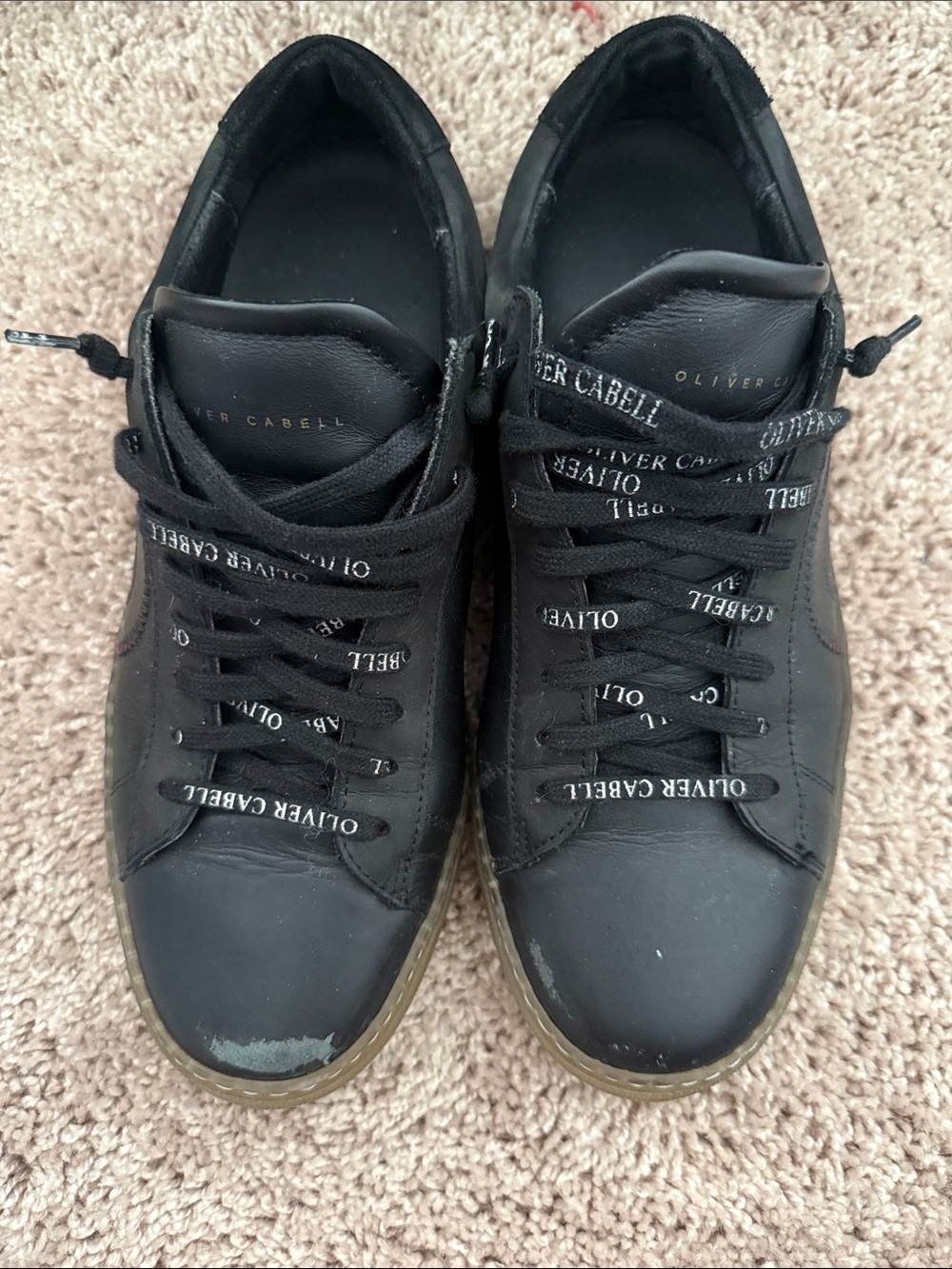 Oliver Cabell Black Leather Low-Top Sneakers with Branded Laces